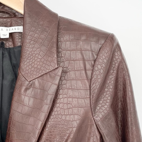 Veronica Beard Cooke Dickey Blazer in Brown Faux Crocodile Vegan Leather Size 2 - Picture 10 of 16